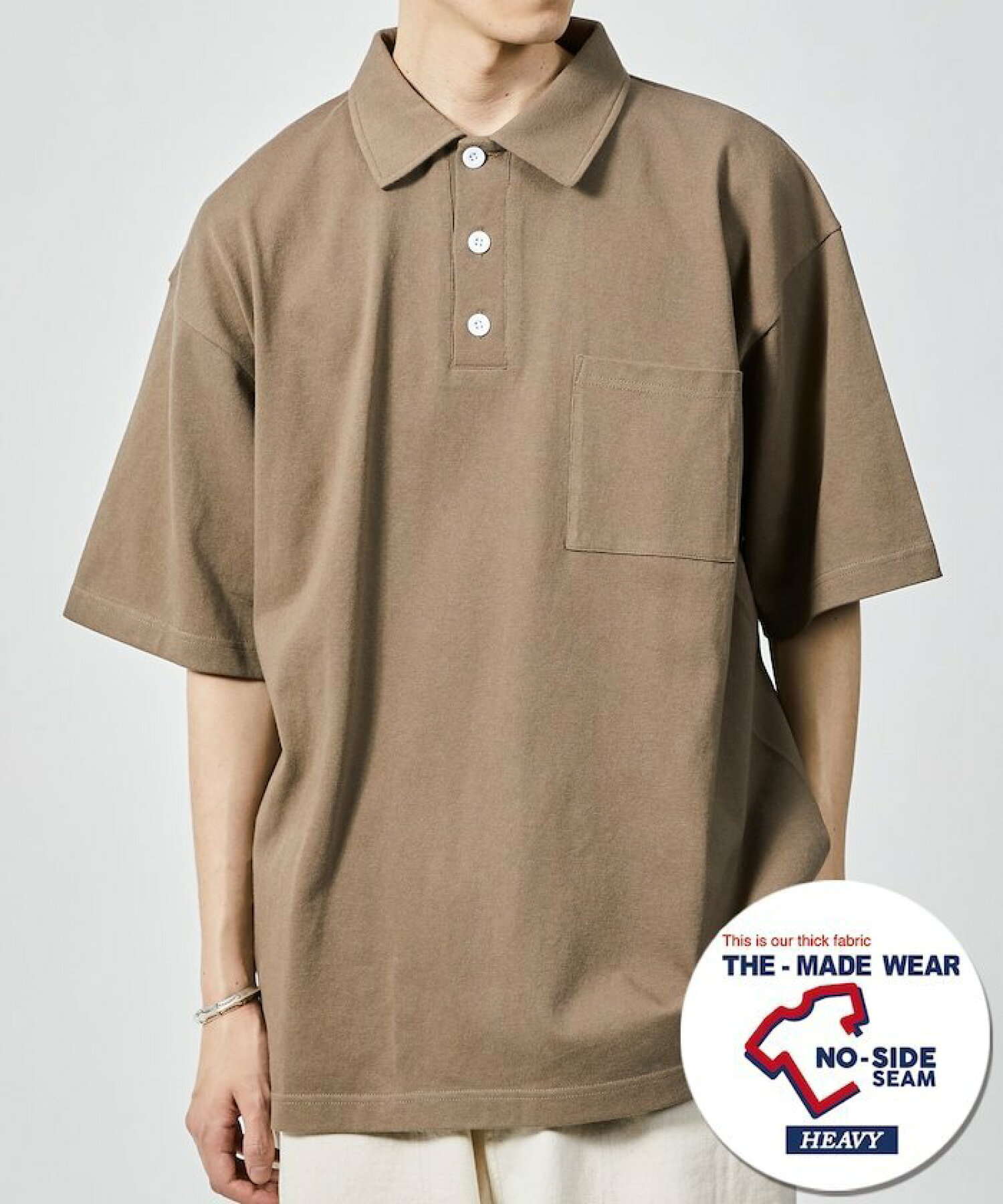 10.5オンス ヘビーウェイト NO-SIDE SEAM ポロネック Tシャツ USA COTTON